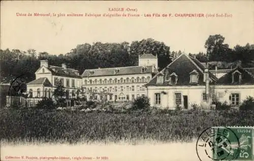 CPA L'Aigle Laigle Orne, Usine de Mérouvel, la plus ancienne Fabrique d'aiguilles de France