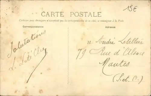 Ak Vernon Eure, Passerelle und Rue Montigny, alte Architektur, Straßenansicht