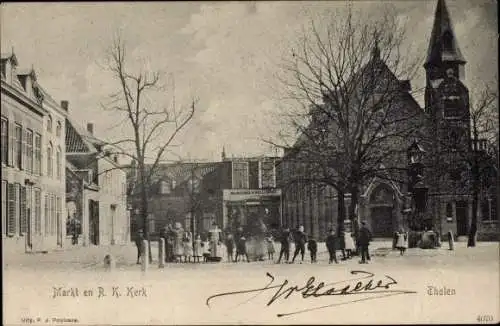Ak Tholen Zeeland Niederlande, Markt en R. K. Kerk