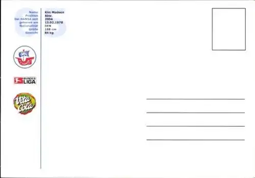 Autogrammkarte Fußballer Kim Madsen, FC Hansa Rostock, Autogramm