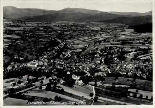 Ak Oberschopfheim Friesenheim in Baden, Fliegeraufnahme