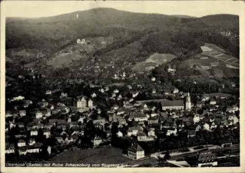 Ak Oberkirch im Renchtal Baden, Fliegeraufnahme, Ruine Schauenburg