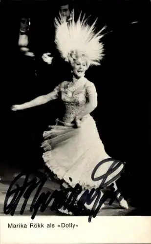 Ak Schauspielerin Marika Rökk, Portrait, Autogramm, Kopfschmuck, Hello Dolly