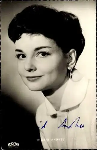 Ak Schauspielerin Ingrid Andree, Portrait, Die Frau des Botschafters, Autogramm