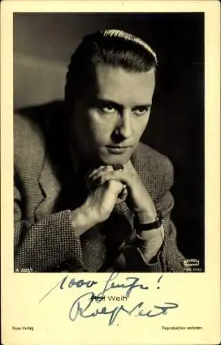 Ak Schauspieler Rolf Weih, Portrait, Ross 3322/1, Autogramm