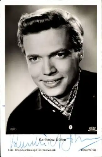 Ak Schauspieler Karlheinz Böhm, Kitty und die große Welt, Autogramm