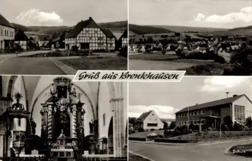 Ak Brenkhausen Höxter in Nordrhein Westfalen, Straßenpartie, Gesamtansicht, Kirche, Schule