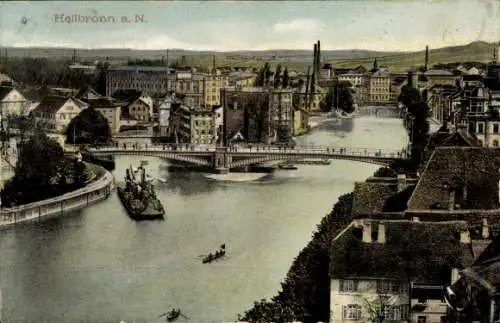 Ak Heilbronn am Neckar, Panorama, Brücke