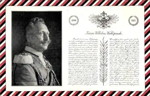 Ak Kaiser Wilhelm II., Wahlspruch, 1888-1913