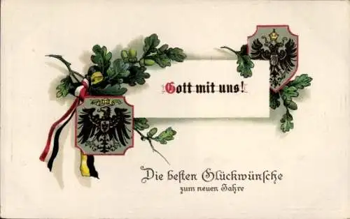 Präge Ak Gott mit uns, Wappen, Waffenbrüderschaft, Eichenlaub, Österreich