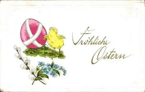 Präge Ak Glückwunsch Ostern, Küken, Osterei