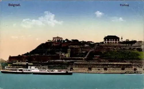 Ak Beograd Belgrad Serbien, Festung, Dampfer