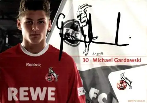 Autogrammkarte Fußballer Michael Gardawski, 1. FC Köln, Autogramm