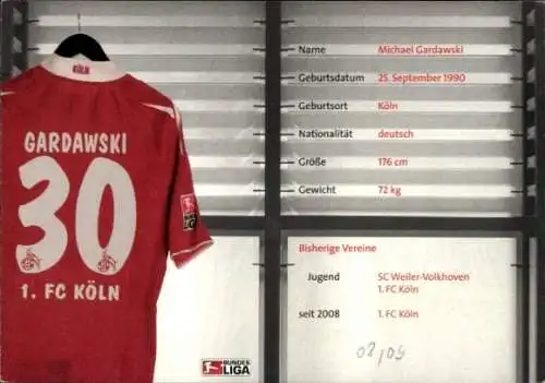 Autogrammkarte Fußballer Michael Gardawski, 1. FC Köln, Autogramm