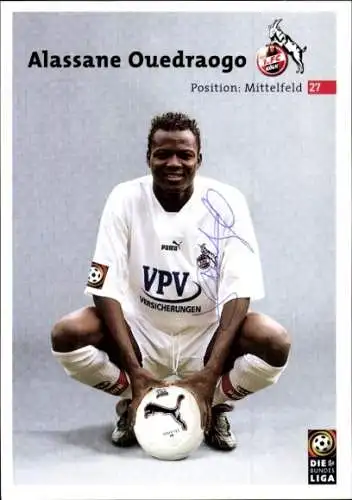 Autogrammkarte Fußballer Alassane Ouedraogo, 1. FC Köln, Autogramm