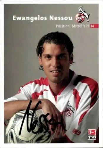Autogrammkarte Fußballer Ewangelos Nessou, 1. FC Köln, Autogramm