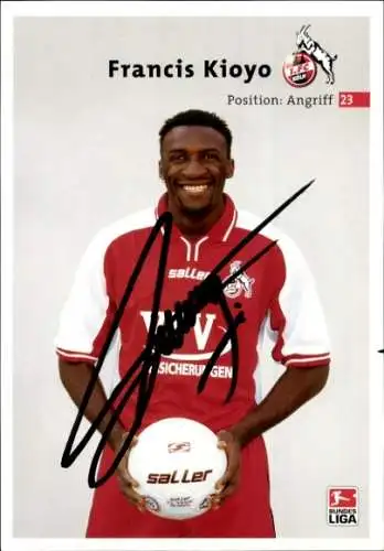 Autogrammkarte Fußballer Francis Kioyo, 1. FC Köln, Autogramm