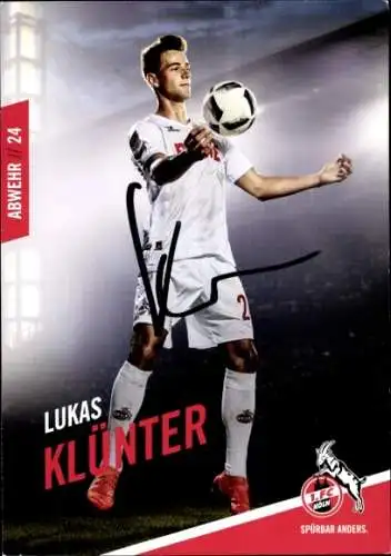 Autogrammkarte Fußballer Lukas Klünter, 1. FC Köln, Autogramm
