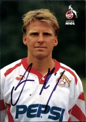 Autogrammkarte Fußballer Alfons Higl, 1. FC Köln, Autogramm