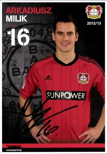 Autogrammkarte Fußballer Arkadiusz Milik, Bayer Leverkusen, Autogramm
