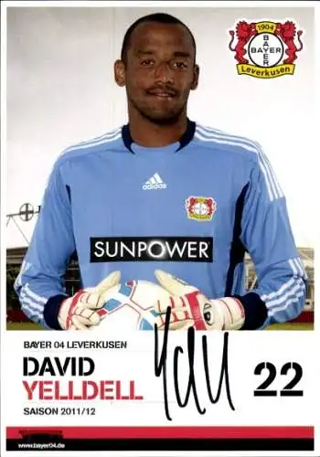 Autogrammkarte Fußballer David Yelldell, Bayer Leverkusen, Autogramm