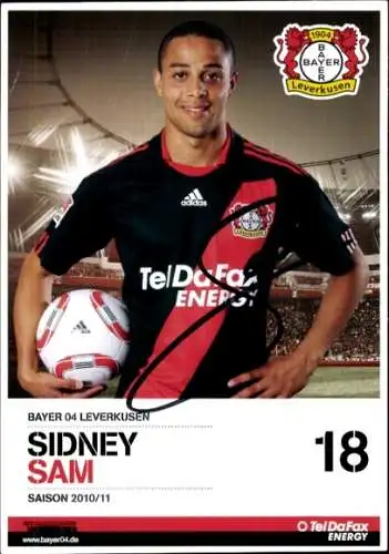 Sammelbild Fußballspieler Sidney Sam, Bayer Leverkusen, Autogramm