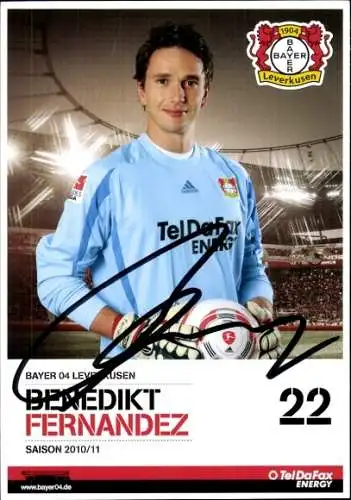 Autogrammkarte Fußballer Benedikt Fernandez, Bayer Leverkusen, Autogramm