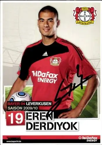 Autogrammkarte Fußballer Eren Derdiyok, Bayer Leverkusen, Autogramm