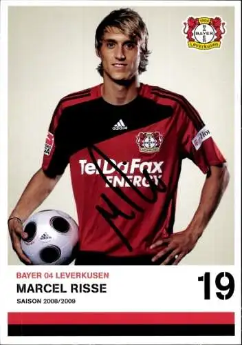 Autogrammkarte Fußballer Marcel Risse, Bayer Leverkusen, Autogramm