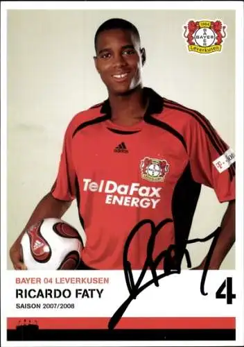 Autogrammkarte Fußballer Ricardo Faty, Bayer Leverkusen, Autogramm