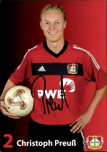 Autogrammkarte Fußballer Christoph Preuß, Bayer Leverkusen, Autogramm