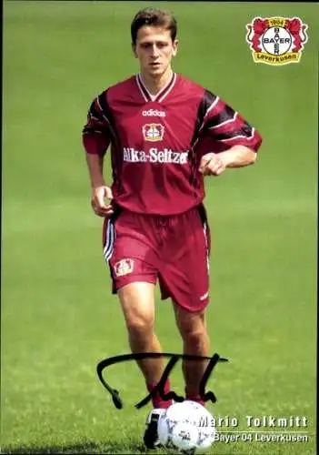 Autogrammkarte Fußballer Mario Tolkmitt, Bayer Leverkusen, Autogramm