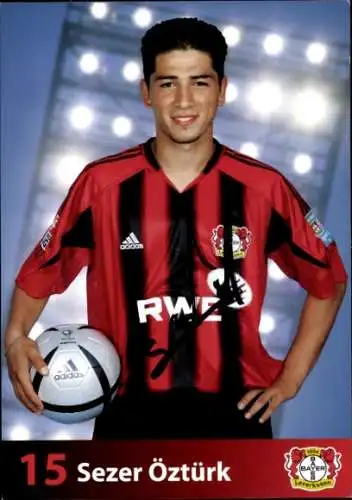 Autogrammkarte Fußballer Sezer Öztürk, Bayer Leverkusen, Autogramm