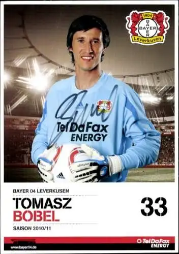 Autogrammkarte Fußballer Tomasz Bobel, Bayer Leverkusen, Autogramm