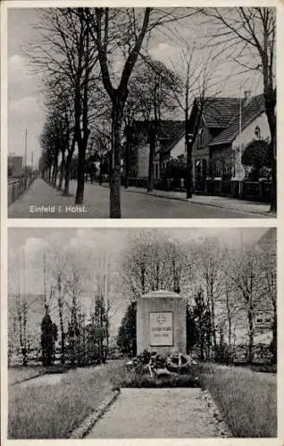 Ak Einfeld Neumünster, Ortspartie, Kriegerdenkmal I. WK