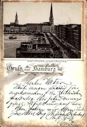 Ak Hamburg Mitte Altstadt, Blick auf die Alster, Jungfernstieg,  Architektur, 