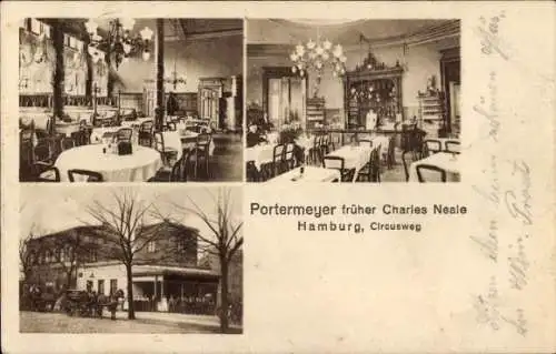 Ak Hamburg Mitte Altstadt, Restaurant-Portermeyer, Innenansicht mit Tischen, Stühlen, Dekoration