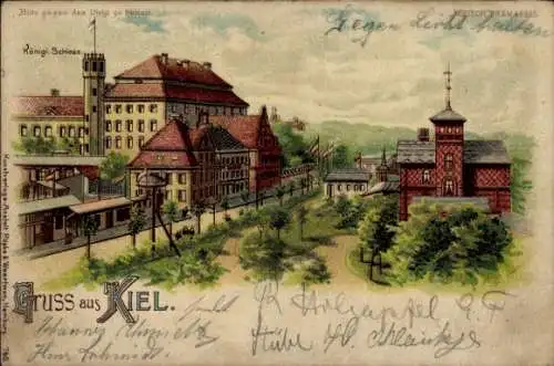Halt gegen das Licht Litho Kiel Schleswig Holstein, König. Schloss, Meteor
