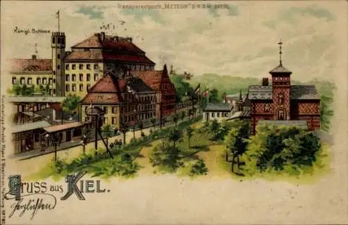 Halt gegen das Licht Litho Kiel Schleswig Holstein, König. Schloss, Meteor