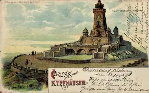 Halt gegen das Licht Litho Steinthaleben Kyffhäuserland, Kyffhäuser, Kaiser Wilhelm Denkmal