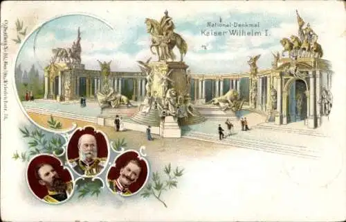 Ganzsachen Litho Berlin, Nationaldenkmal Kaiser Wilhelm I., Wilhelm II., Friedrich III, PP 9 F 10/01