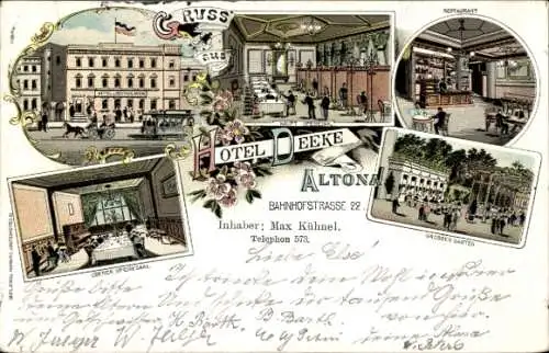 Litho Hamburg Altona, Hotel Deeke, Bahnhofstraße 22, Inh. Max Kühnel