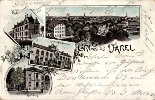 Ak Varel in Oldenburg Jadebusen, nansicht, Rathaus, Landschaft, Windmühlen, 4 Bilder