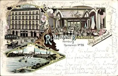 Ak Hamburg Mitte Altstadt, Restaurant Ronacher, Restaurant, Hermanstraße 26, Empfangsbereich, ele
