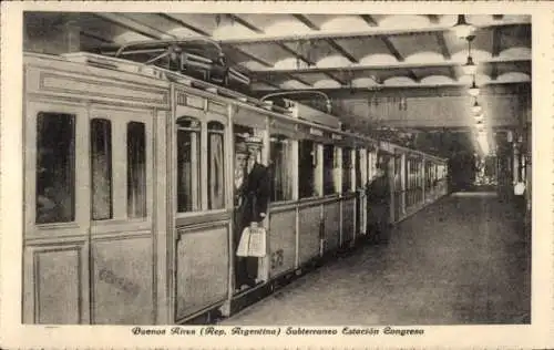 Ak Buenos Aires Argentinien, U-Bahn-Station,  Architektur, Buenos Aires, Zug