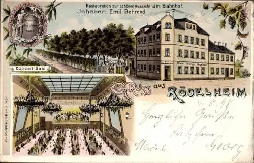Litho Rödelheim Frankfurt am Main, Restauration zur schönen Aussicht, Konzertsaal