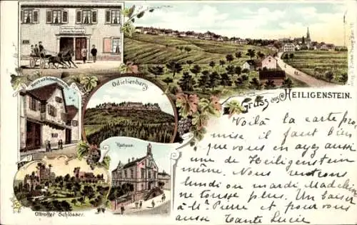 Litho Heiligenstein Bas Rhin, Gasthaus zum Rebstock v. J. Stiedel, Odielienberg, Ottrotter Schösser