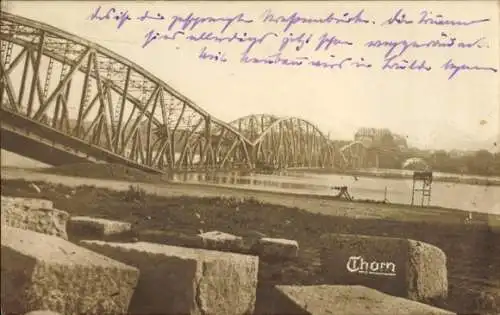 Ak Toruń Thorn Westpreußen, gesprengte Straßenbücke