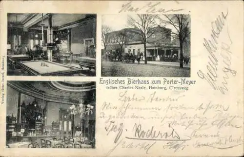 Ak Hamburg Mitte St. Pauli, Englisches Bierhaus zum Porter Meyer, früher Charles Neale, Billardsaal