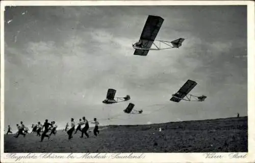 Ak Schüren Meschede im Sauerland, Flugplatz